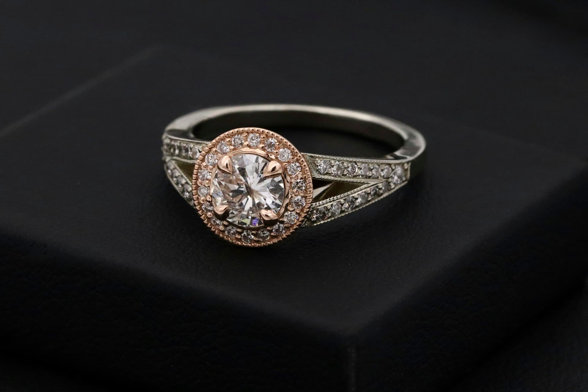 Ring on a dark background, macro shot - jewelry photography
