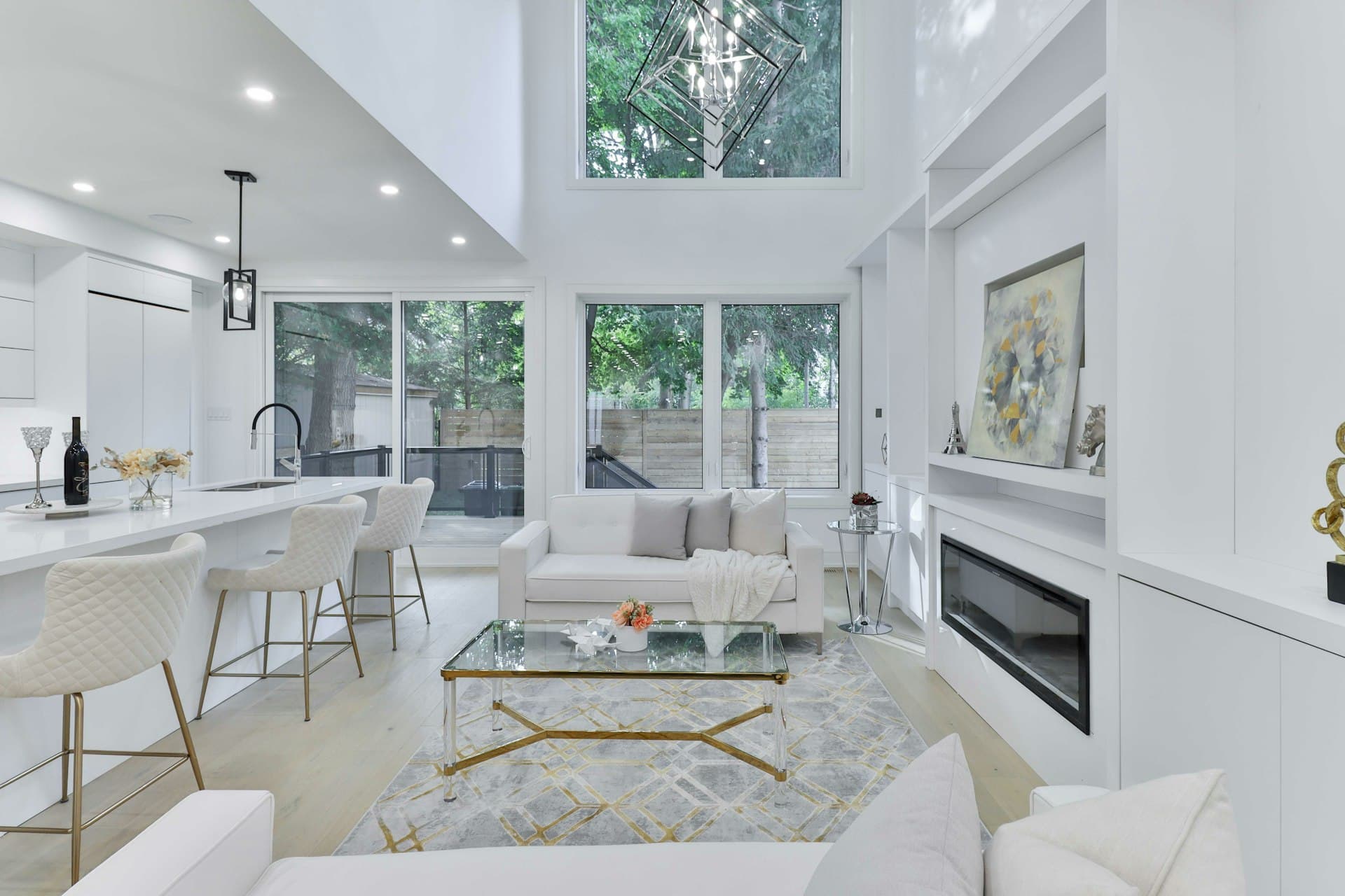 Interior photography - bright living room in a wide-angle frame