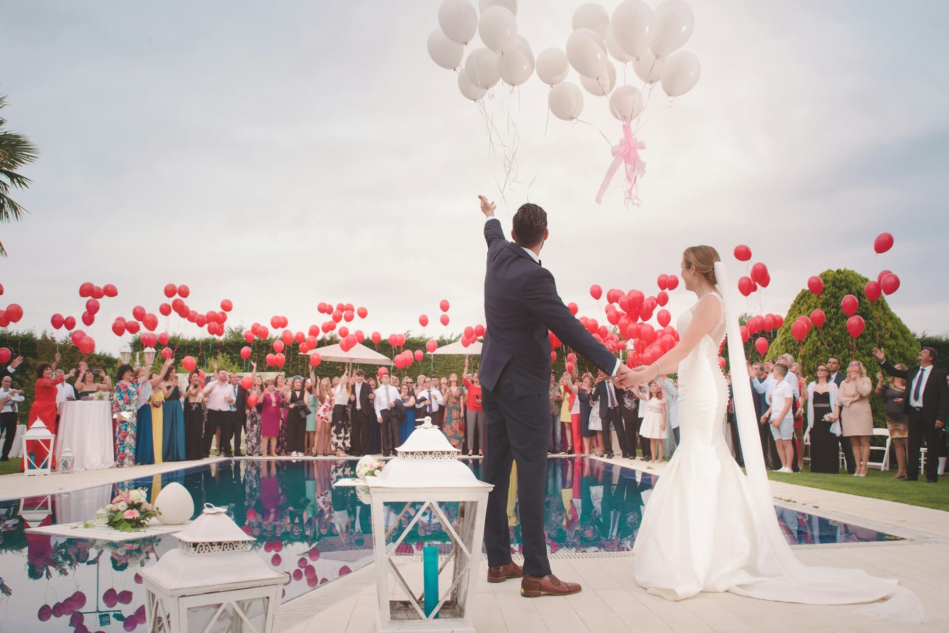 A wedding ceremony with guests, wedding videography